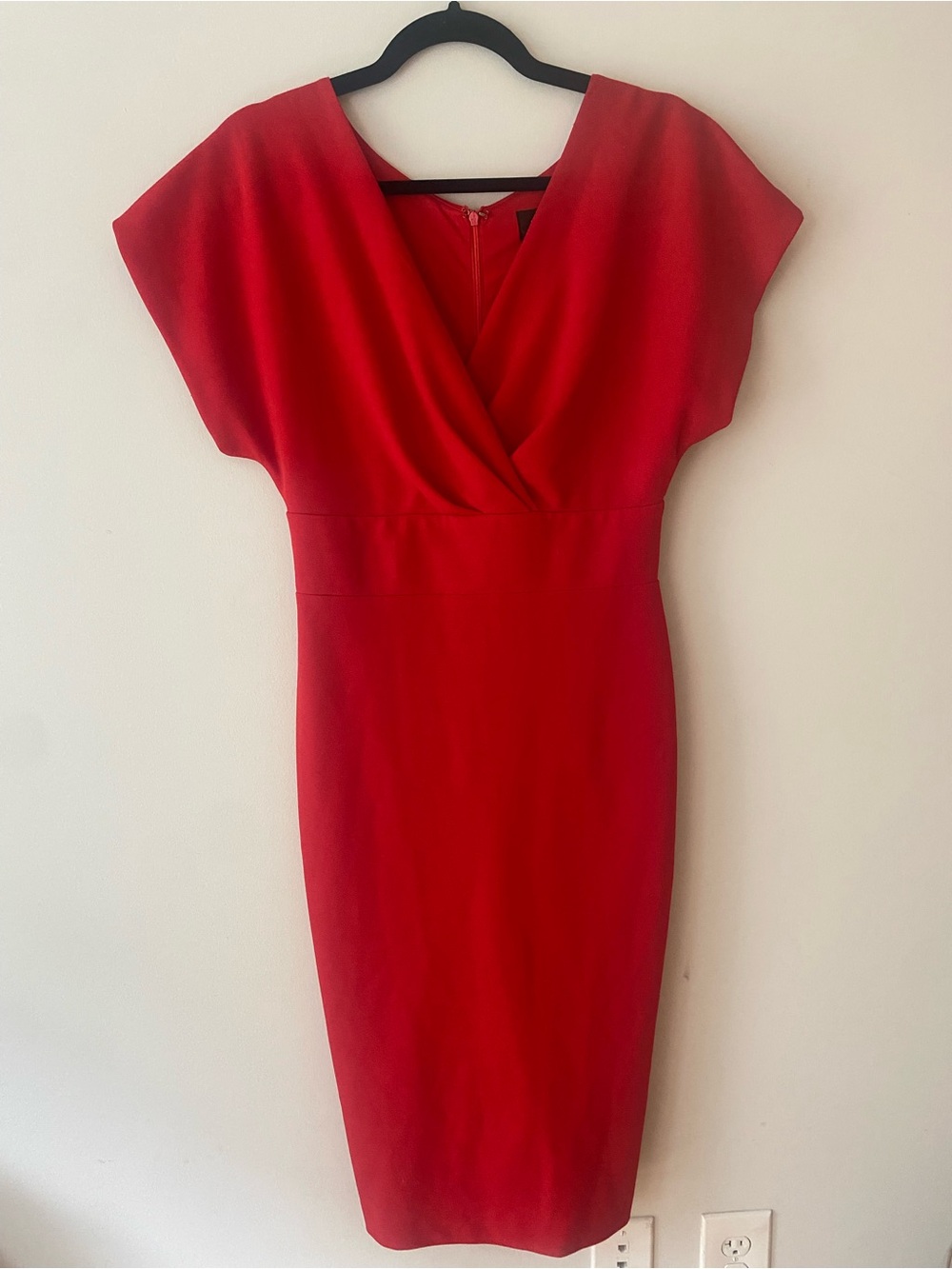 Elegant Red Sheath Dress with Surplice Neckline